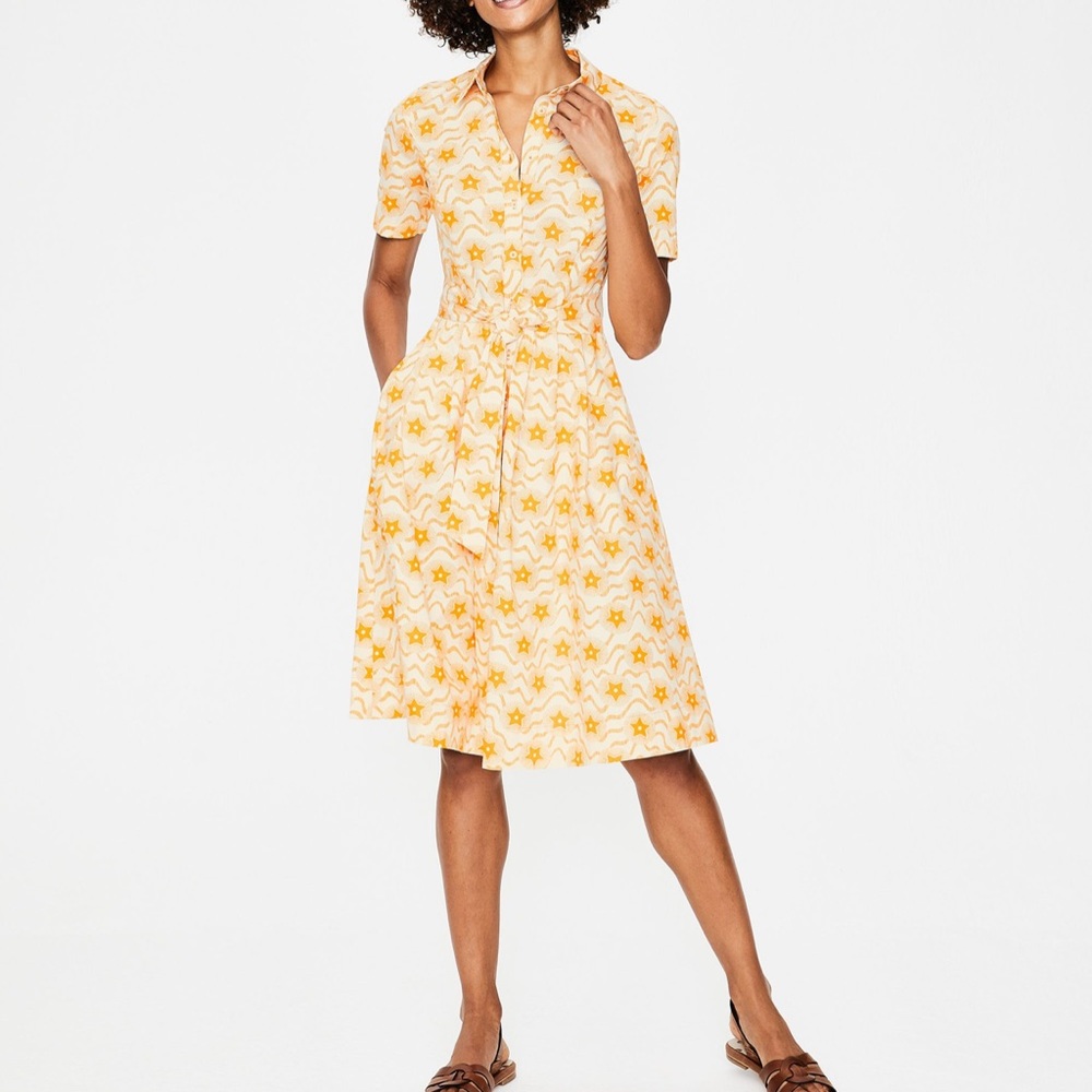 Boden Anastasia Shirt Dress •yellow star print NWT